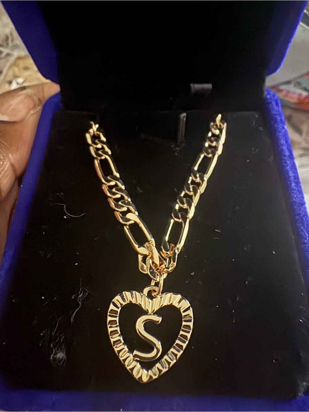 Gold Heart 'S' Pendant Necklace - Women's Jewelry